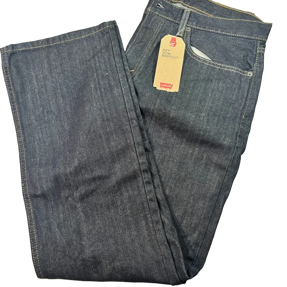 Levi's 527 Slim Boot Cut Jeans Mens 36x32 Blue Denim Dark Wash Western Cowboy